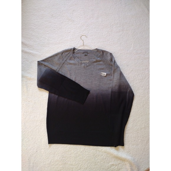 Johnston & Murphy Sweater Mens‎ XL V Neck  Grey Black Ombre 100% Merino Wool - Picture 7 of 7